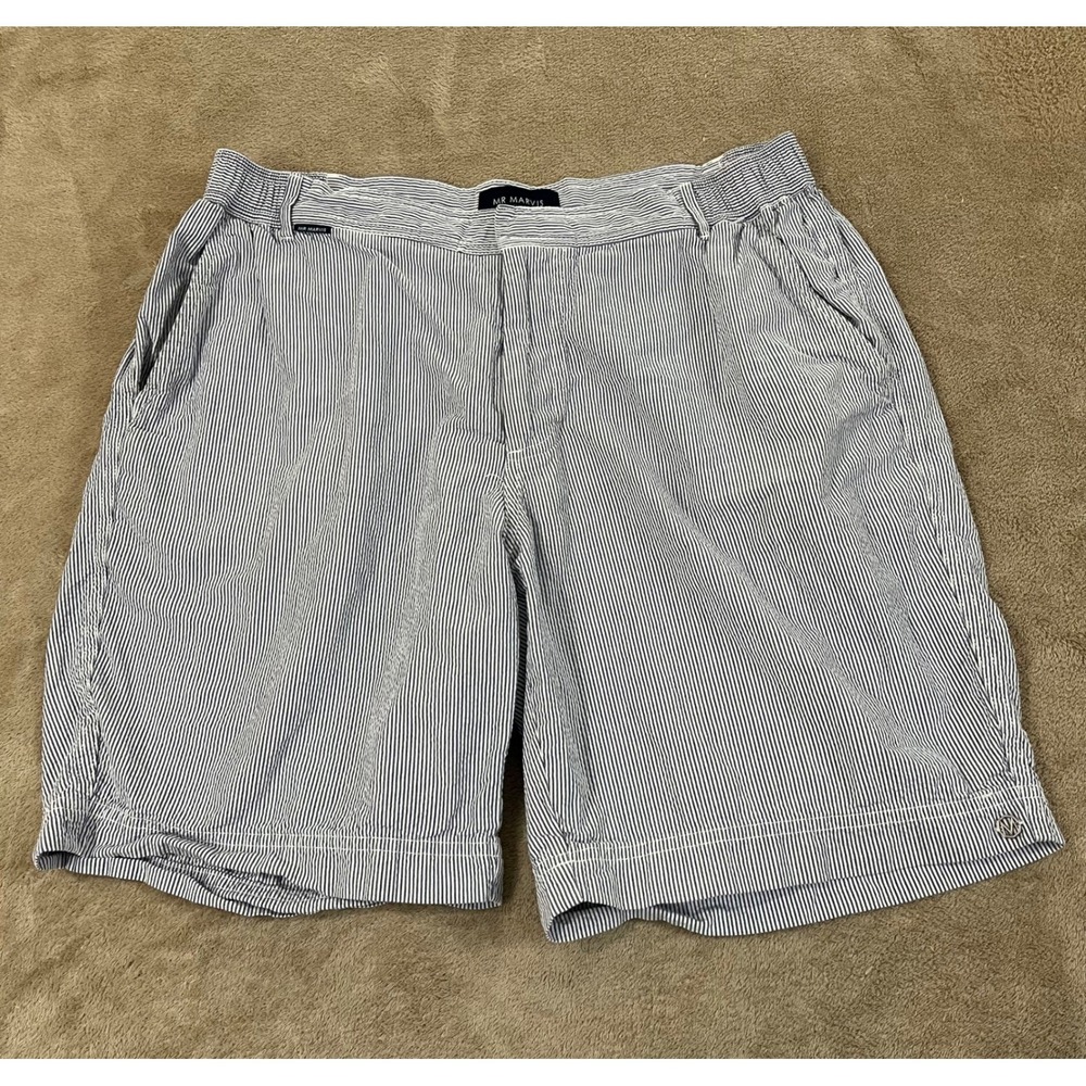 Mr Marvis Amsterdam Chambray Shorts Men Size 2XL Blue Striped Preppy 8" Organic